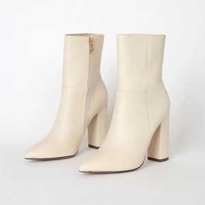 Ivory Pointed Toe Bootie